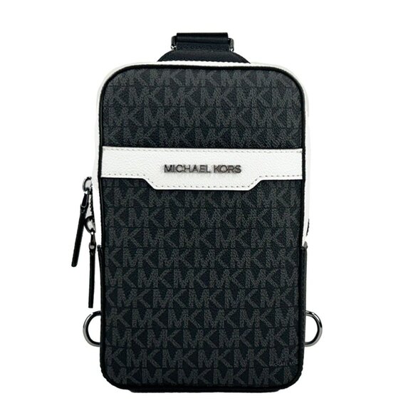 NEW Michael Kors Cooper Medium Signature PVC Sling Backpack Black